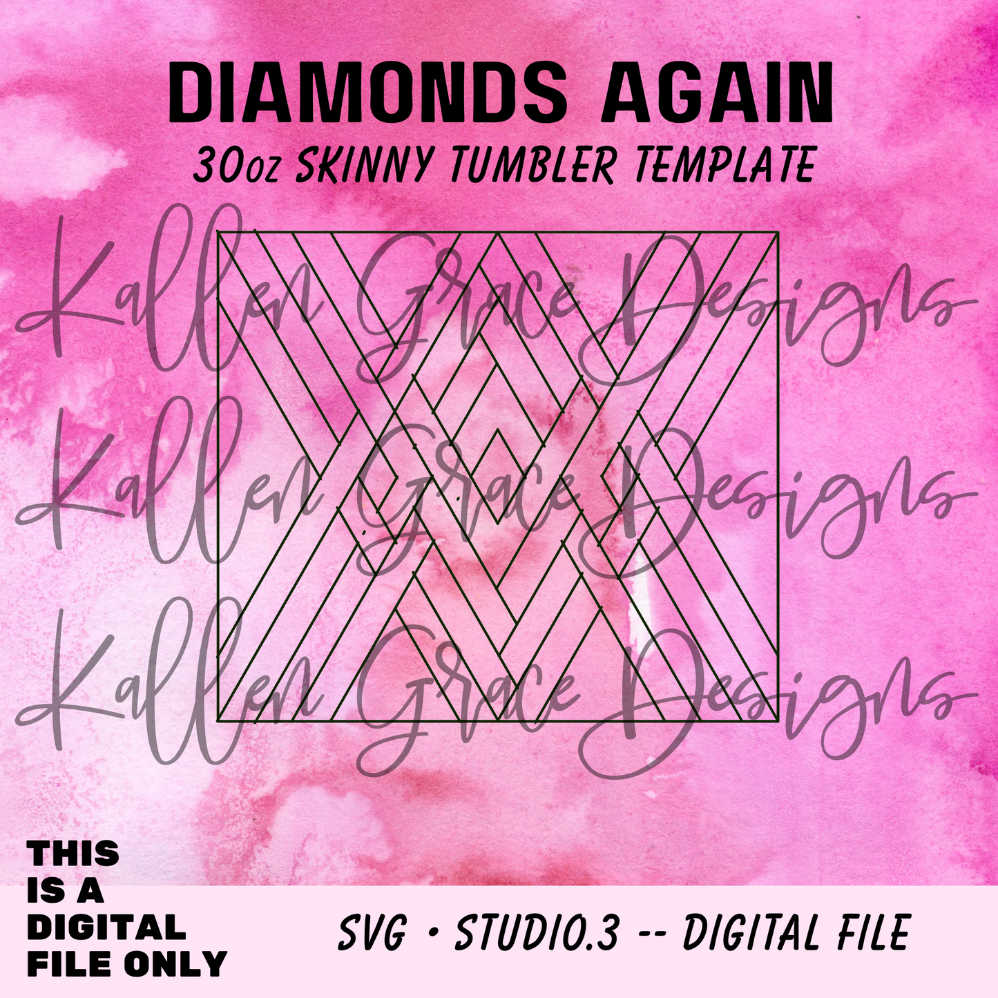 30oz Diamonds Agains {Tumbler Template}