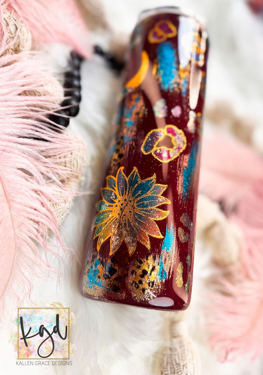 {RTS} CUP #18 - 30oz Bullskull Peek-A-Boo Maroon