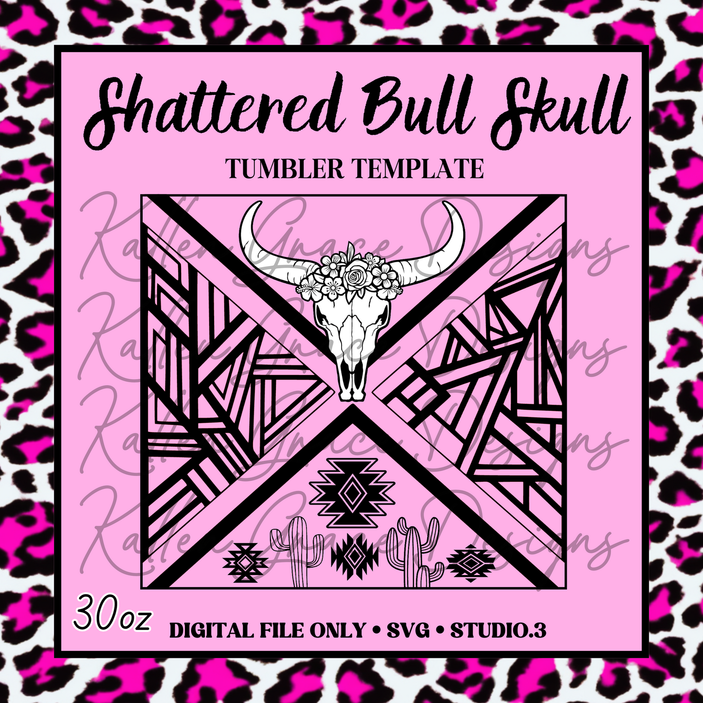 30oz Shattered Bull Skull Template