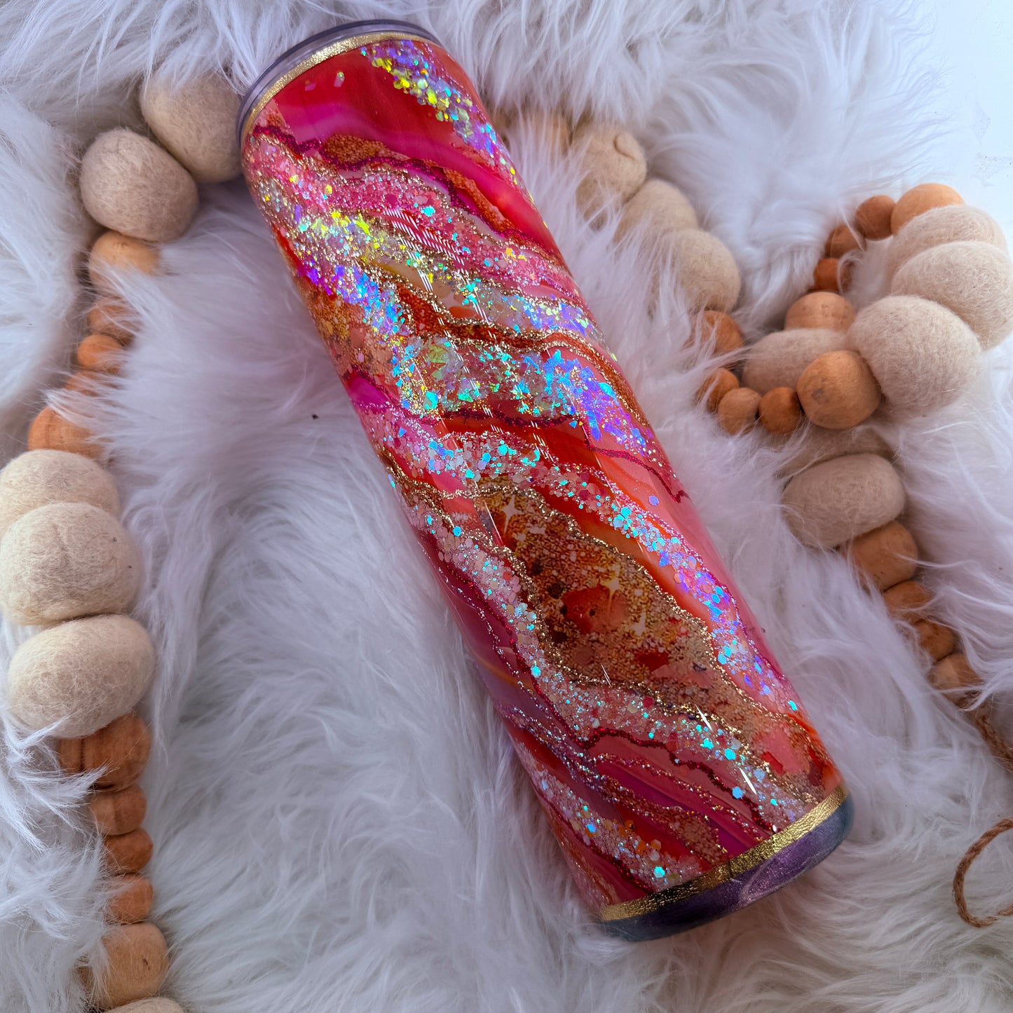 #48 Orange & Pink Geode // 31oz Plump Tipsy {NEEDS FINAL COAT}