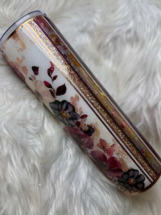 #14 {RTS} Striped floral Tumbler - 32 Plump
