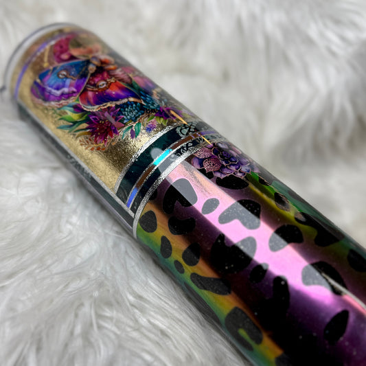 #17 {RTS} Chrome Leopard Moth Succulent Tumbler - 32 Plump