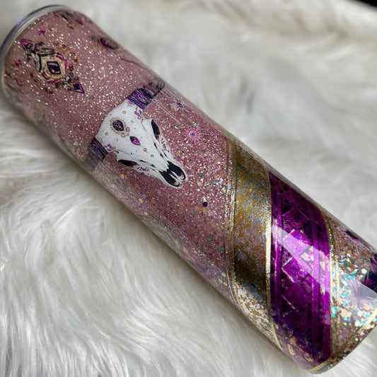 #44 {RTS} Purple & Blush Bull Skull Western - 32 Plump