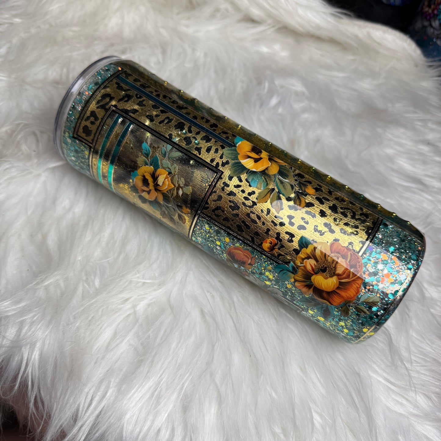 #53 {RTS} Teal & Gold Pearl Tumbler - 20oz