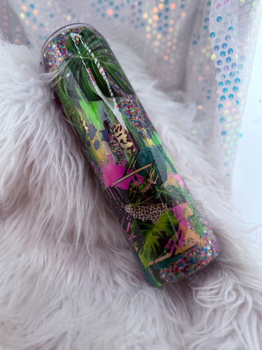 #63 {RTS}  Monstera Pink and Green Throwdown- 32oz Plump