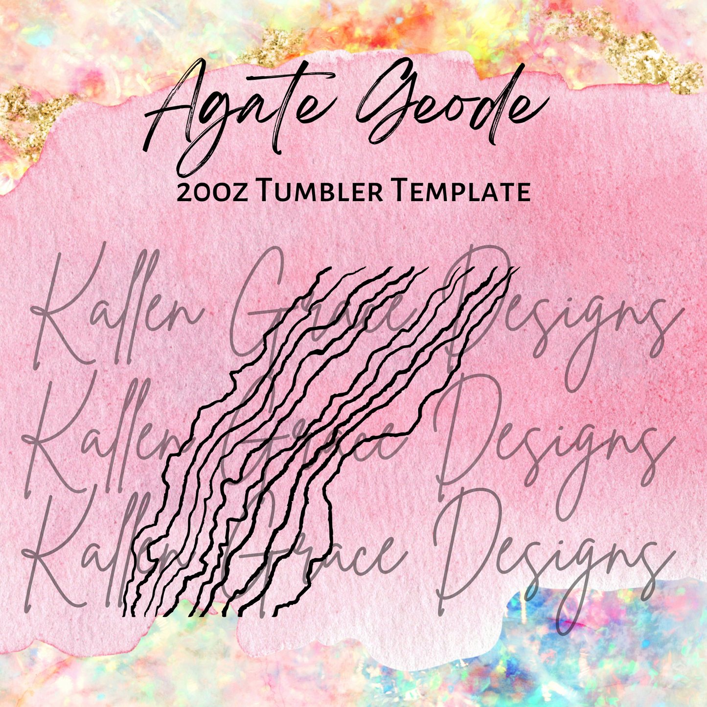 20oz Skinny Agate Geode Tumbler Template