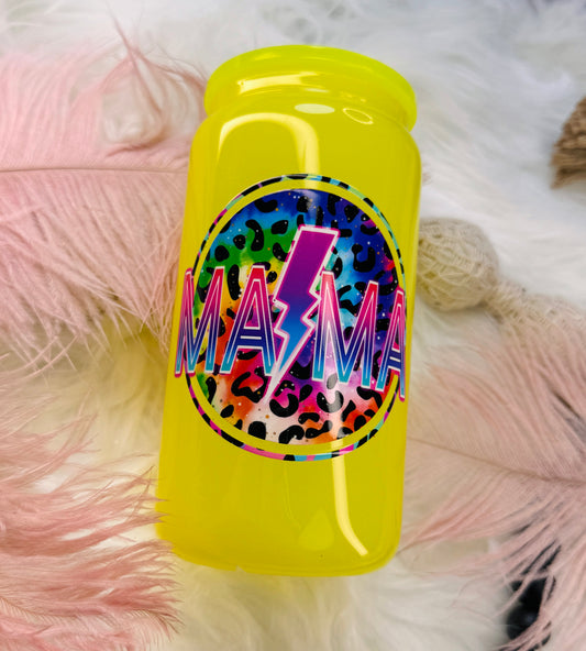 {RTS} CUP #87 - 16oz Neon Jelly Glass Can Mama