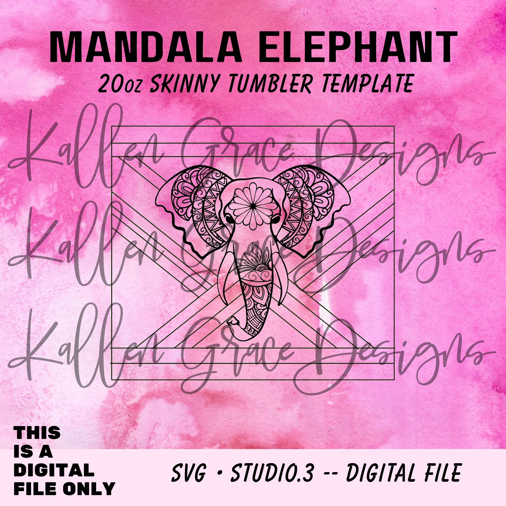 20oz Mandala Elephant {Tumbler Template}