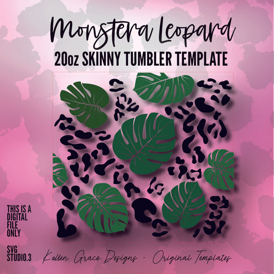 20oz Monstera Leopard Tumbler Template