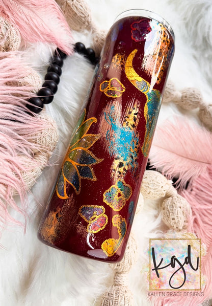 {RTS} CUP #18 - 30oz Bullskull Peek-A-Boo Maroon
