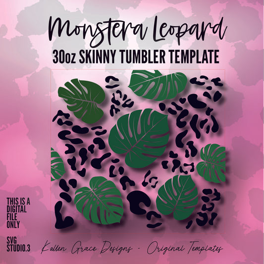 30oz Monstera Leopard Tumbler Template