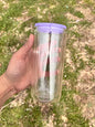 16oz Glass Snowglobe w colored lid at random