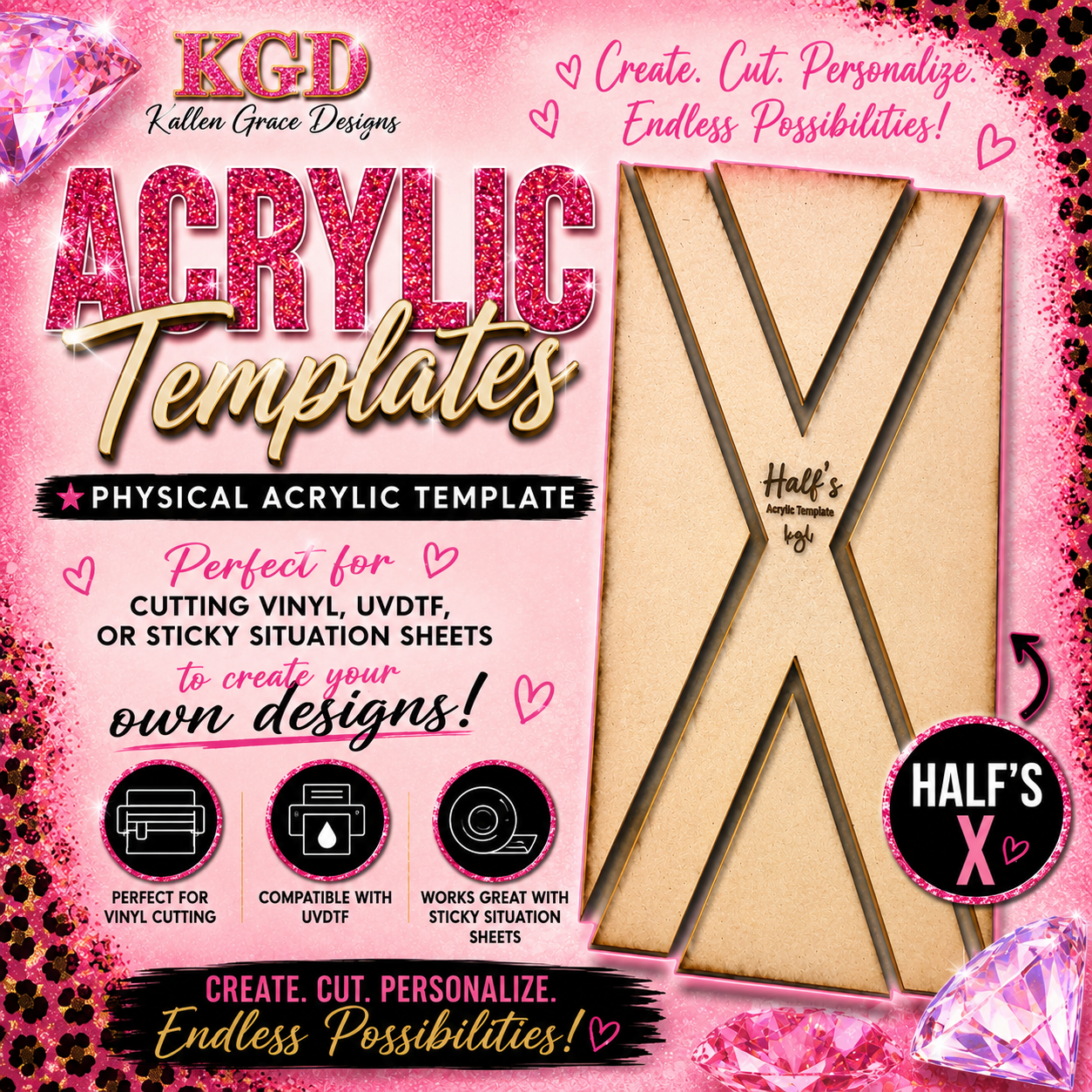 Half X {Acrylic Template}