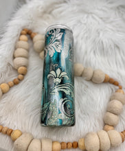 Load image into Gallery viewer, #25-- {RTS} Tumbler // 30oz Teal Tooled Leather
