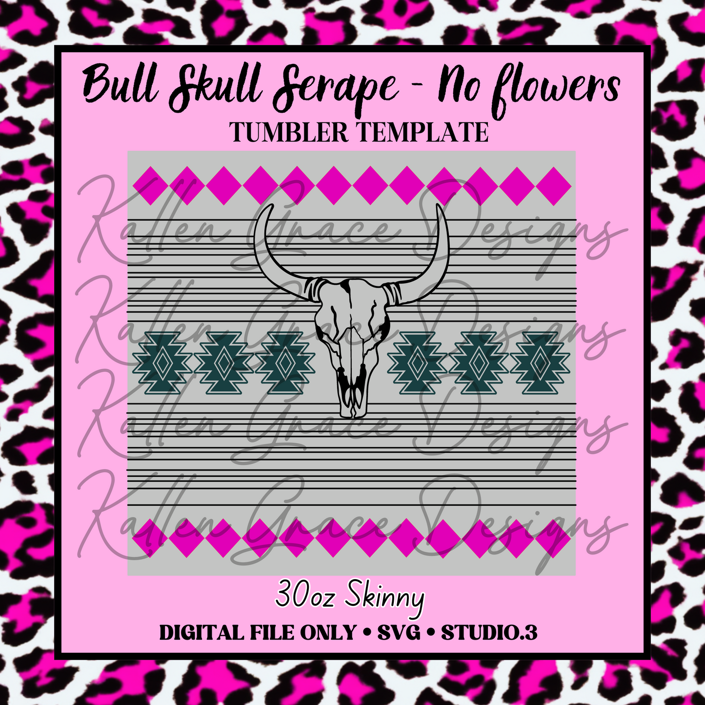 30oz Bull Skull Serape Template