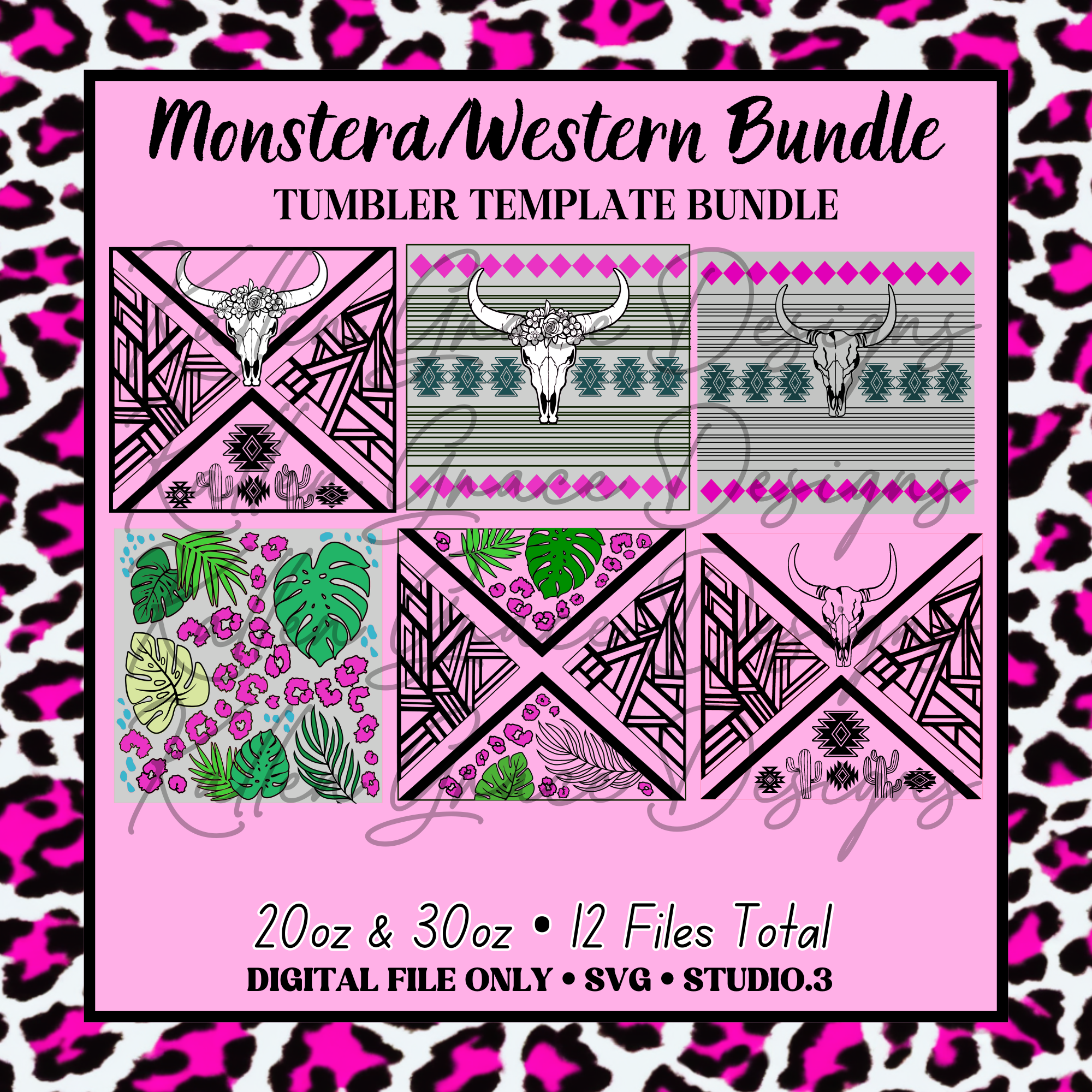 Monstera/Western Bundle {Tumbler Template Bundle}
