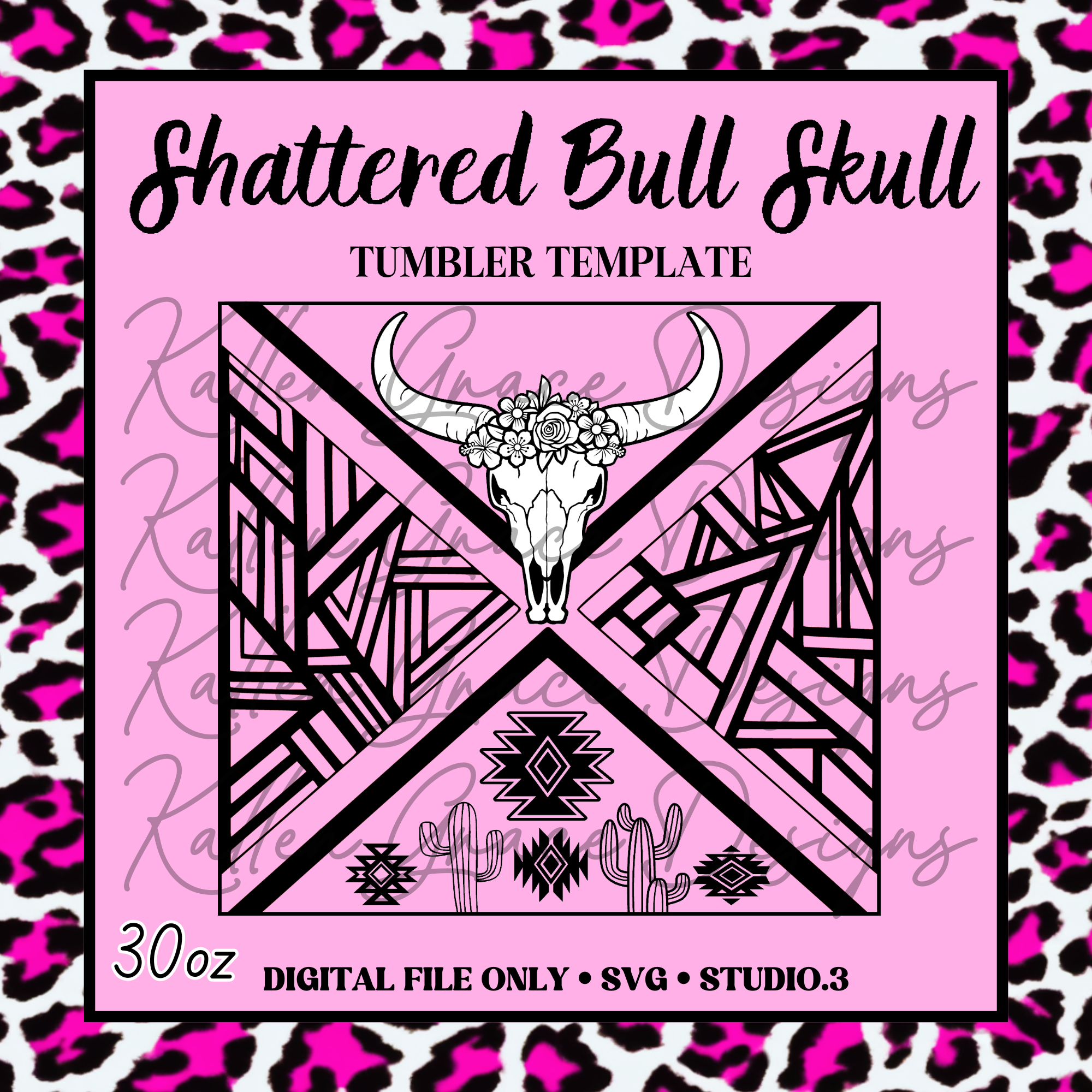 30oz Shattered Bull Skull Template