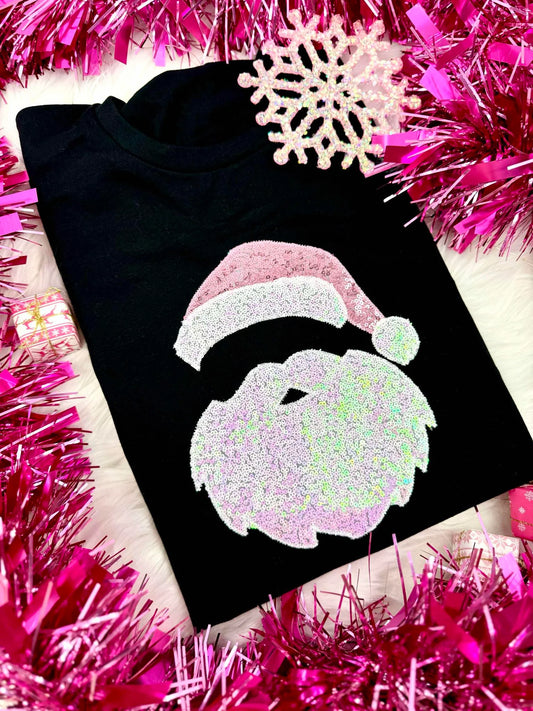 Sequin Santa Appliqué Crew Neck Sweatshirt