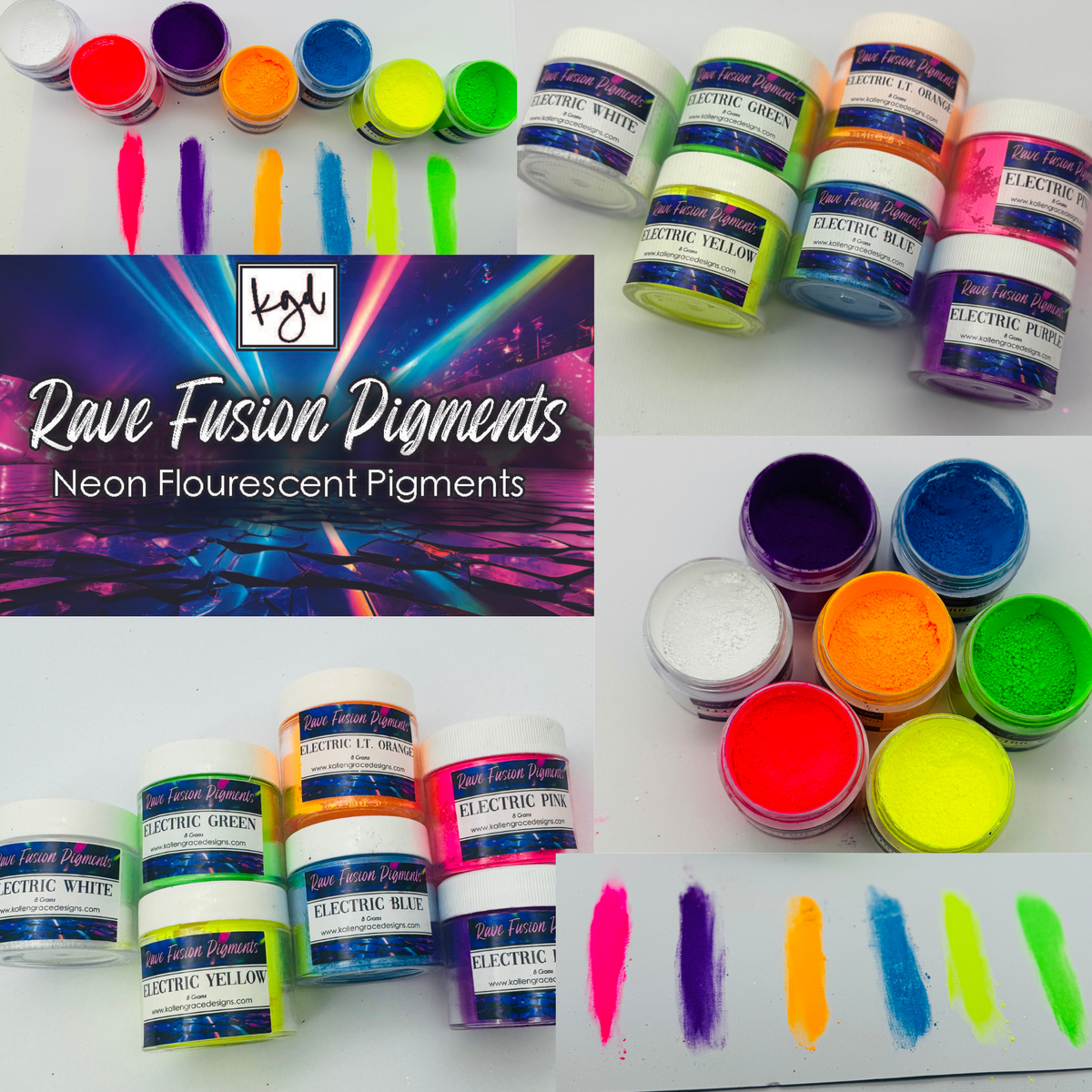 Two Rave Colors Rave Fusion Pigment Bundle {Neon Flourescent Pigment} 10 Colors ...