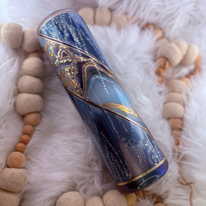 #10 Blue & Gold Geode Glitter Woodgrain  // 32 Plump