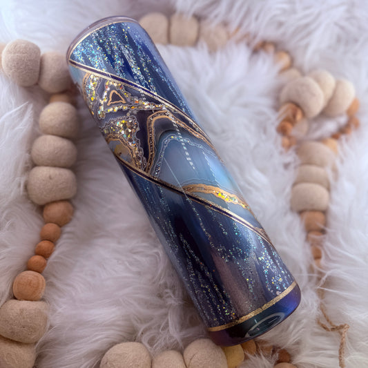 #10 Blue & Gold Geode Glitter Woodgrain  // 32 Plump