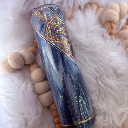 #10 Blue & Gold Geode Glitter Woodgrain  // 32 Plump