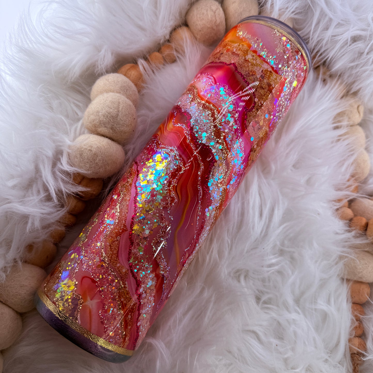 #48 Orange & Pink Geode // 31oz Plump Tipsy {NEEDS FINAL COAT}