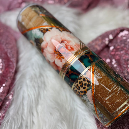 #4 {RTS} Orange & Teal Floral Mixed Media - 32 Plump