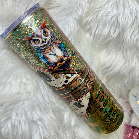 #12 {RTS} Owl Mixed Media - 32 Plump