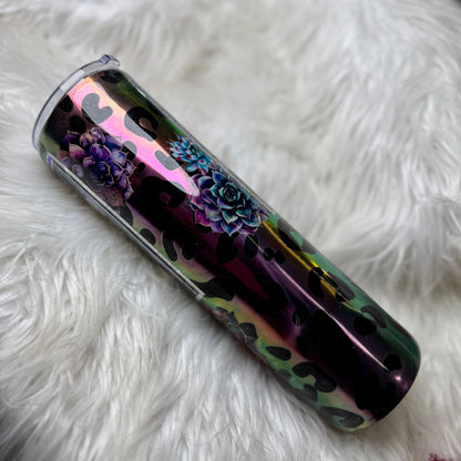 #17 {RTS} Chrome Leopard Moth Succulent Tumbler - 32 Plump