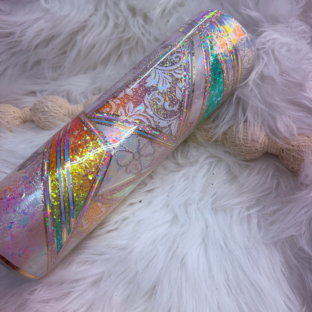 #4 Opal Kaliedo Boujie Pinstripes {32oz Plump RTS Tumbler}