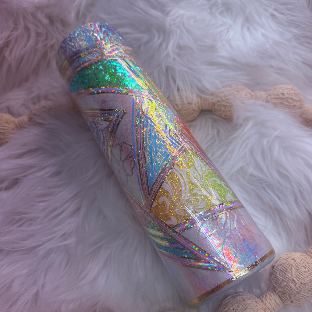 #4 Opal Kaliedo Boujie Pinstripes {32oz Plump RTS Tumbler}