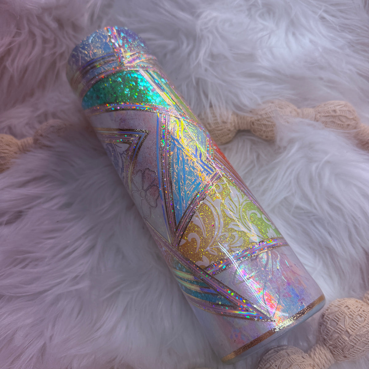 #4 Opal Kaliedo Boujie Pinstripes {32oz Plump RTS Tumbler}