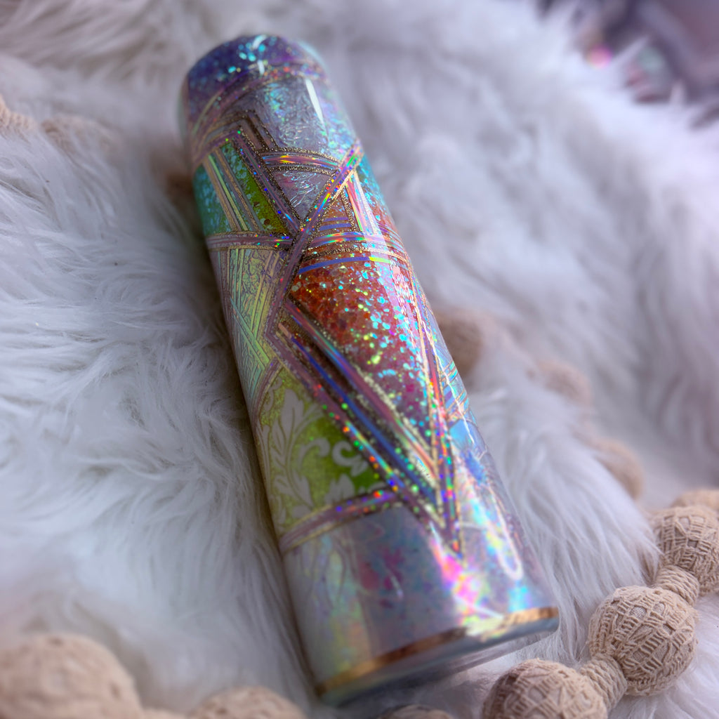 #4 Opal Kaliedo Boujie Pinstripes {32oz Plump RTS Tumbler}