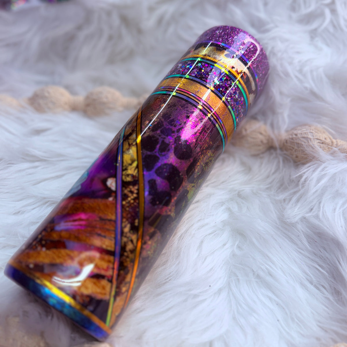 #9 Purple & Gold Mixed Media {32oz Plump RTS Tumbler}
