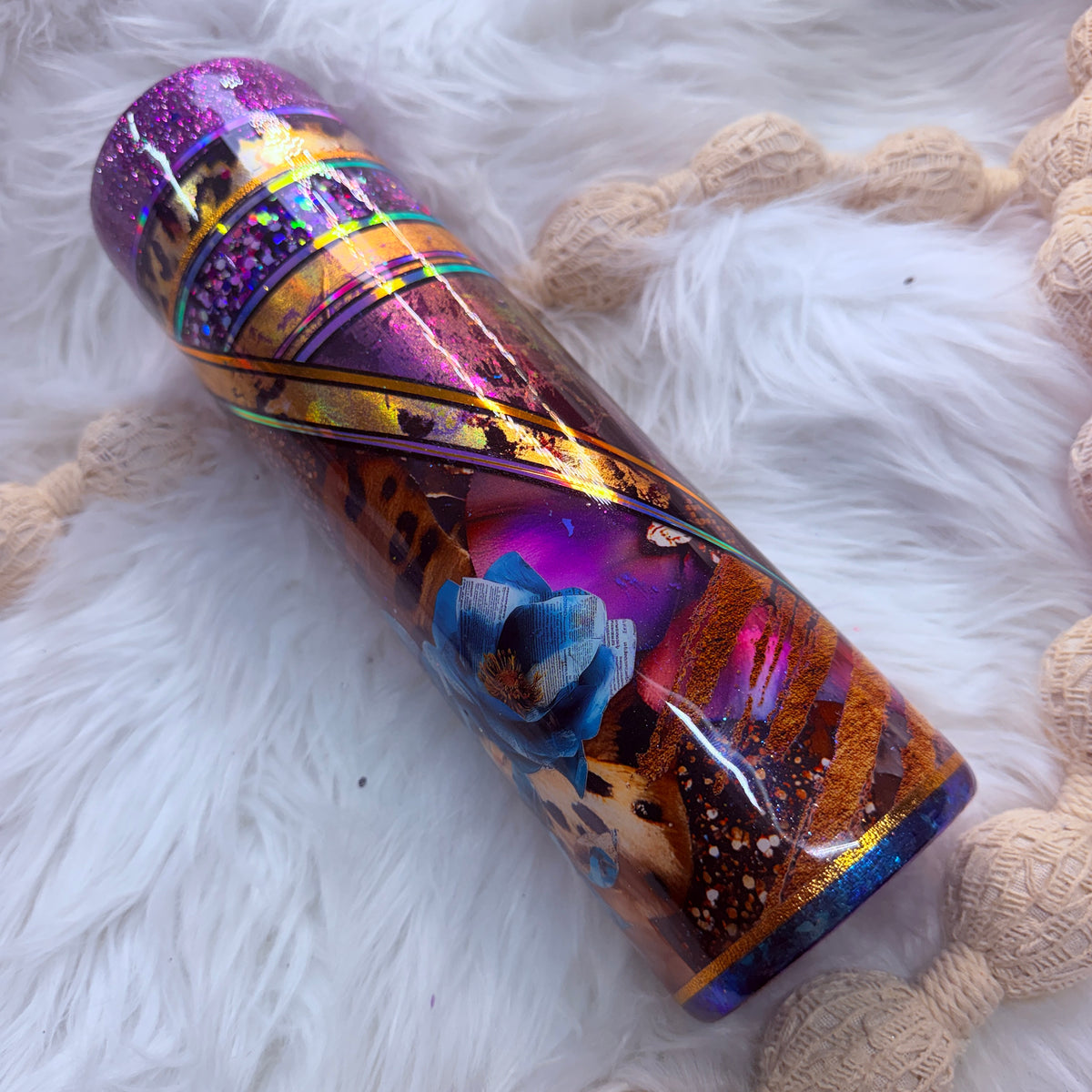 #9 Purple & Gold Mixed Media {32oz Plump RTS Tumbler}