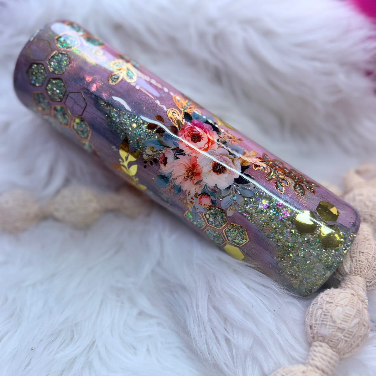 #14 Crackle & Honeycomb Peek-a-boo {32oz Plump RTS Tumbler}