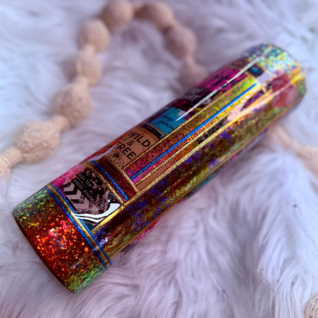 #17 Mixed Media Neon Girly Junk Journal  {32oz Plump RTS Tumbler}