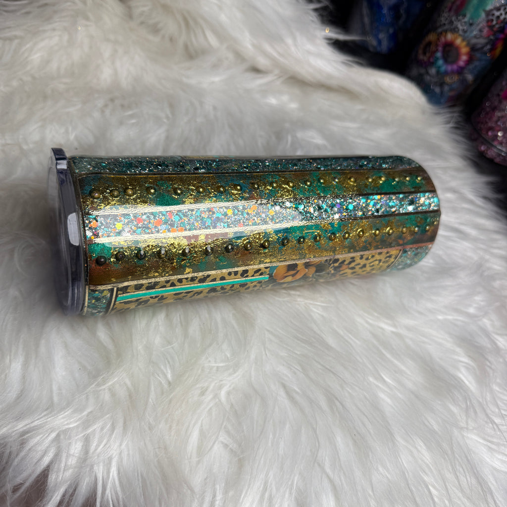 #53 {RTS} Teal & Gold Pearl Tumbler - 20oz