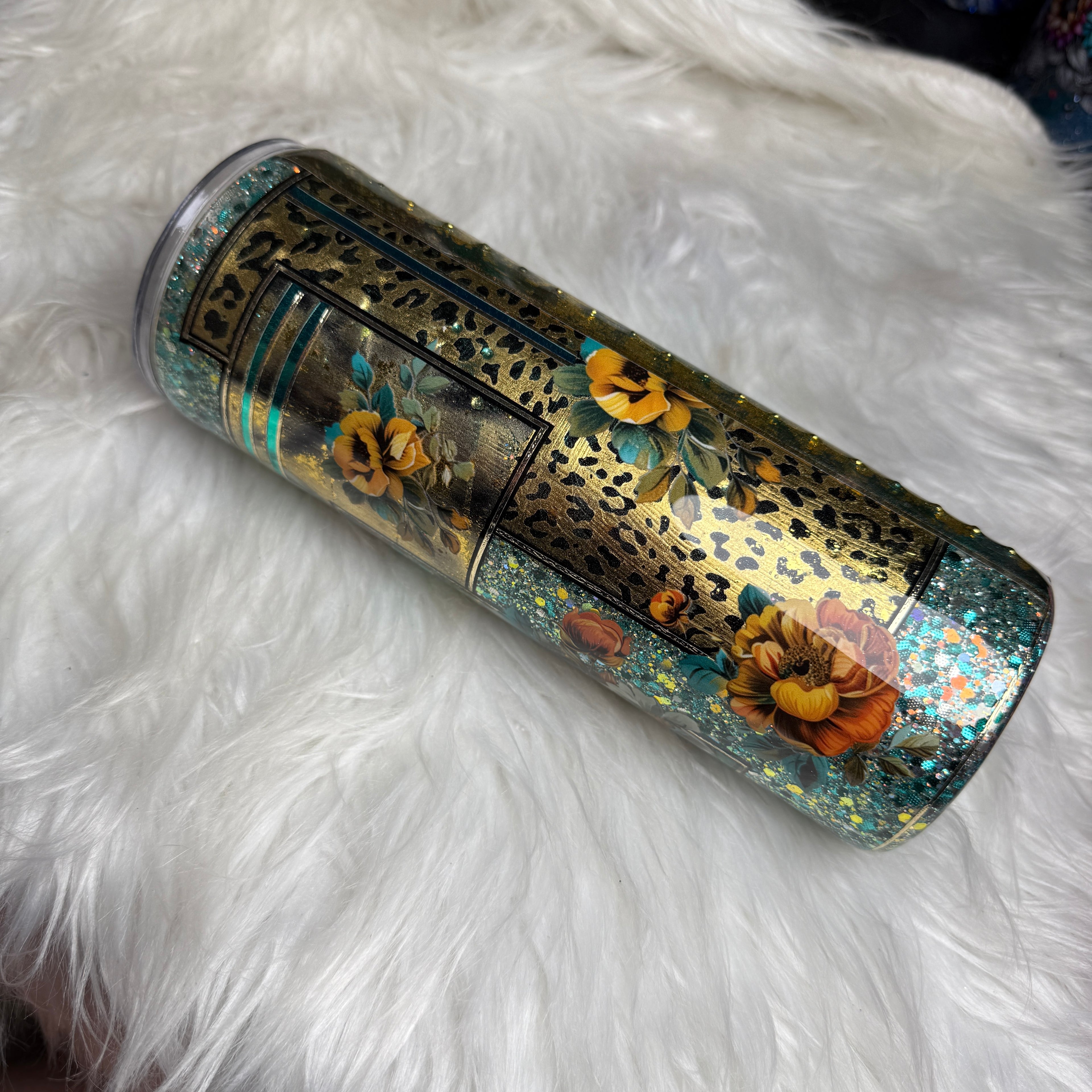 #53 {RTS} Teal & Gold Pearl Tumbler - 20oz