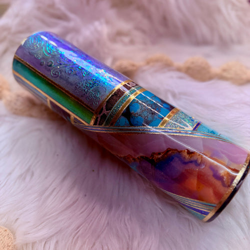 #26 Blue/Purple/Green Mixed Media {32oz Plump RTS Tumbler}