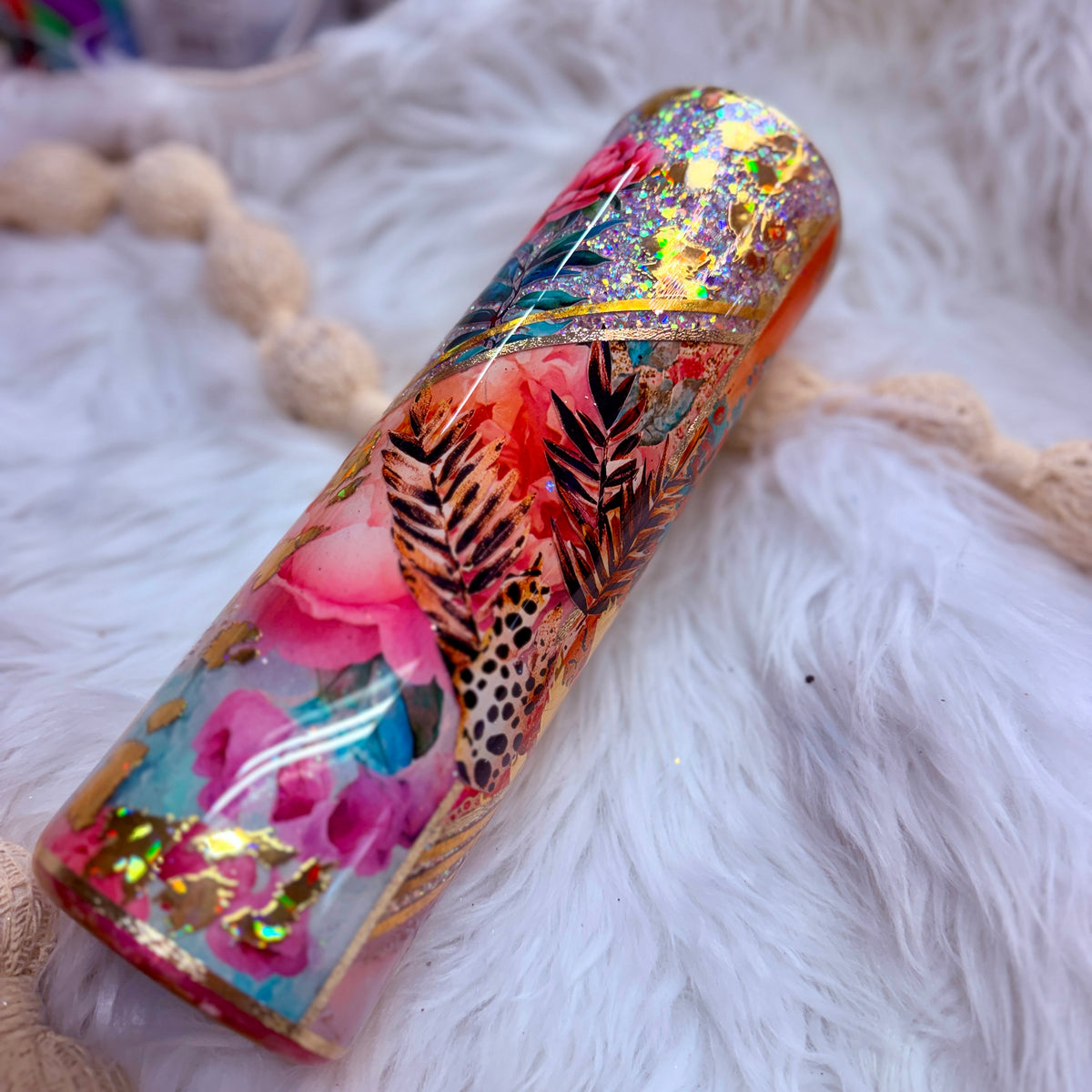#27 Summer & Gold Vibrant Mixed Media {32oz Plump RTS Tumbler}