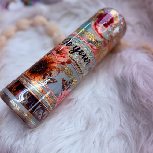 #30 Striped Vinyl & Glitter Tumbler "Go your own way" {32oz Plump RTS Tumbler}