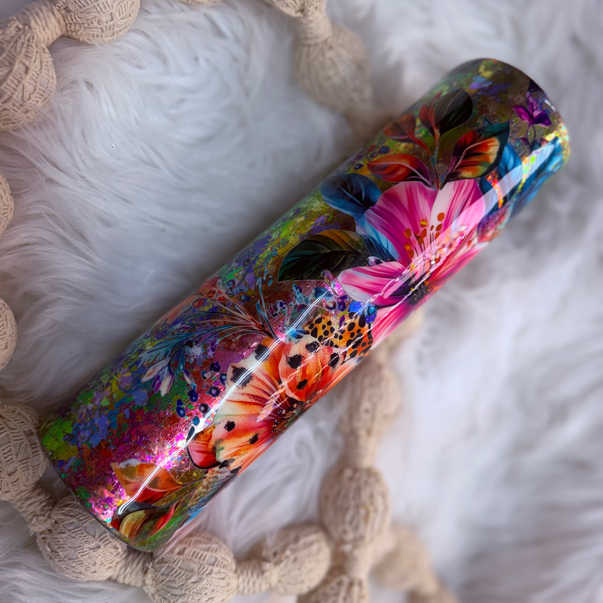 #44 Hibiscus Florals & Big Flakes Super Shift {32oz Plump Tumbler}