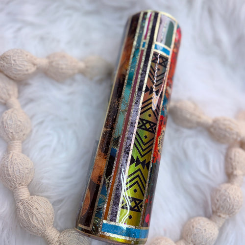 #45 Dylusions Woodgrain, hand glittered Mixed Media{32oz Plump Tumbler}
