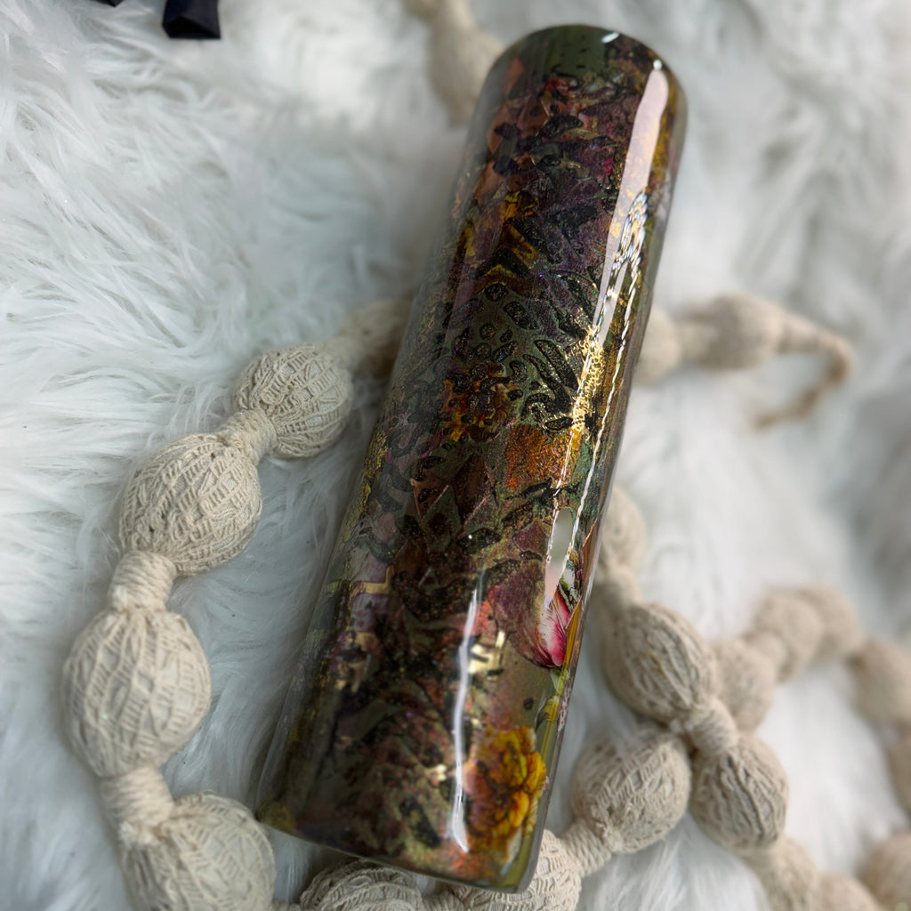 #51 Army Green Grunge Embossed Mixed Mediums {32oz Plump Tumbler}