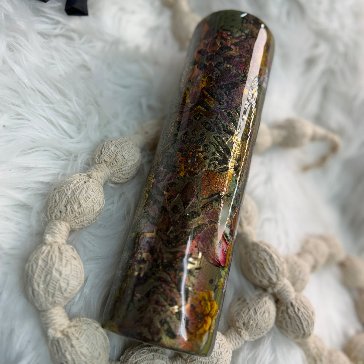 #51 Army Green Grunge Embossed Mixed Mediums {32oz Plump Tumbler}
