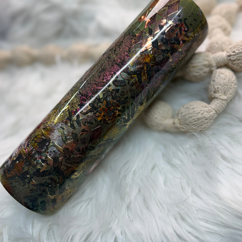 #51 Army Green Grunge Embossed Mixed Mediums {32oz Plump Tumbler}