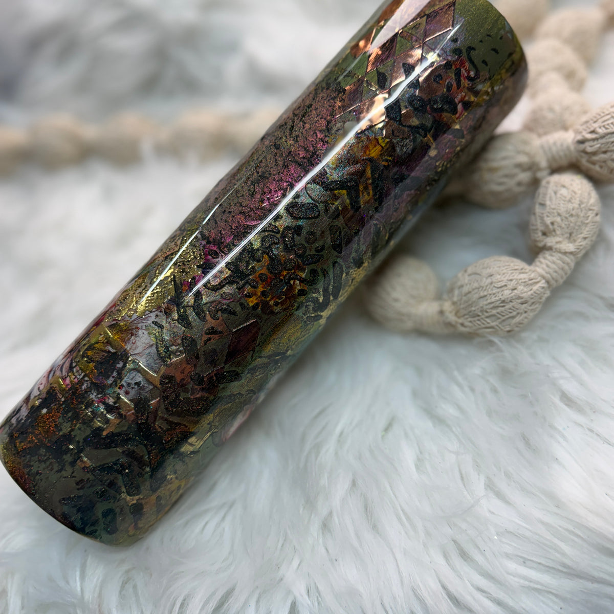 #51 Army Green Grunge Embossed Mixed Mediums {32oz Plump Tumbler}