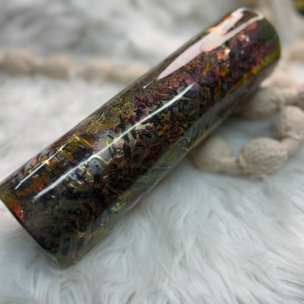 #51 Army Green Grunge Embossed Mixed Mediums {32oz Plump Tumbler}